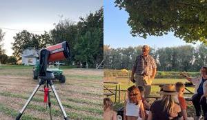 Roy Campbell with the telescope and audience.